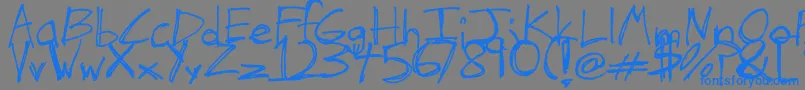 TheHandOfTes Font – Blue Fonts on Gray Background