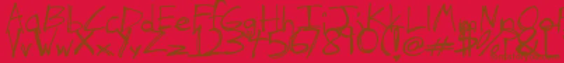 TheHandOfTes Font – Brown Fonts on Red Background