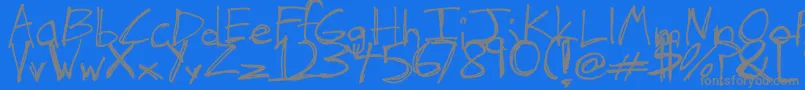 TheHandOfTes Font – Gray Fonts on Blue Background