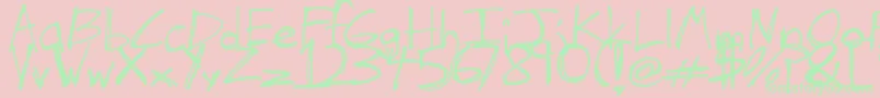 TheHandOfTes Font – Green Fonts on Pink Background