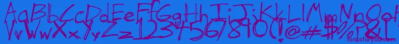 TheHandOfTes Font – Purple Fonts on Blue Background