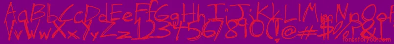 TheHandOfTes Font – Red Fonts on Purple Background