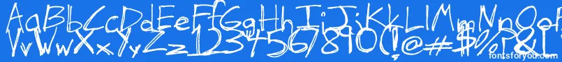 Fonte TheHandOfTes – fontes brancas em um fundo azul