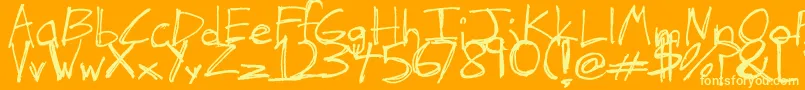 TheHandOfTes Font – Yellow Fonts on Orange Background