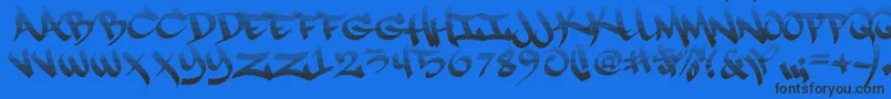 RapscriptFade09-Schriftart – Schwarze Schriften auf blauem Hintergrund