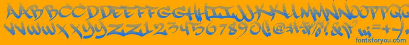 RapscriptFade09-Schriftart – Blaue Schriften auf orangefarbenem Hintergrund