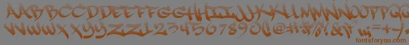 RapscriptFade09フォントについての詳細 フォントRapscriptFade09 – 茶色の文字が灰色の背景にあります。