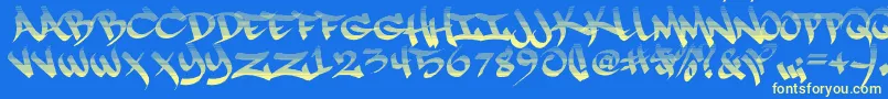 RapscriptFade09 Font – Yellow Fonts on Blue Background