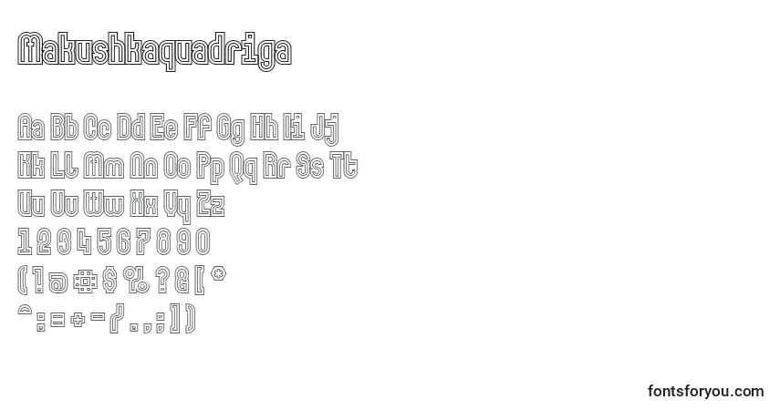 Makushkaquadriga-fontti – aakkoset, numerot, erikoismerkit