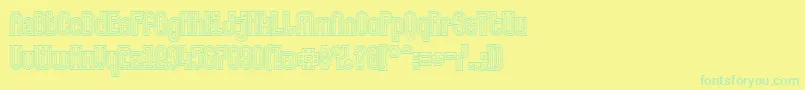 フォントMakushkaquadriga – 黄色い背景に緑の文字