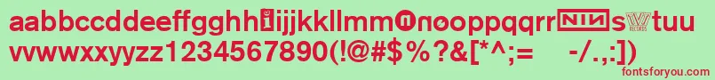 NMod Font – Red Fonts on Green Background