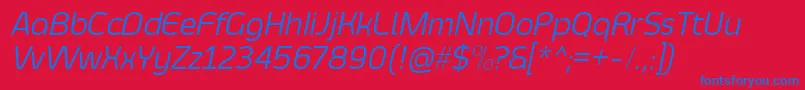 SmoolthanThinItalic-Schriftart – Blaue Schriften auf rotem Hintergrund