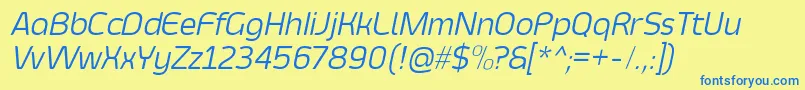 Fonte SmoolthanThinItalic – fontes azuis em um fundo amarelo