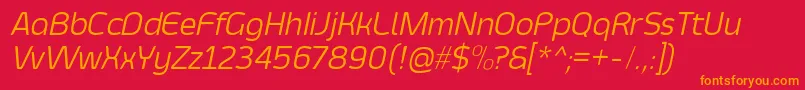 Police SmoolthanThinItalic – polices orange sur fond rouge