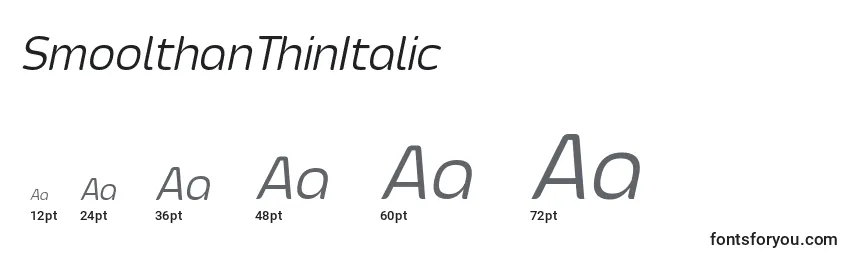 Размеры шрифта SmoolthanThinItalic