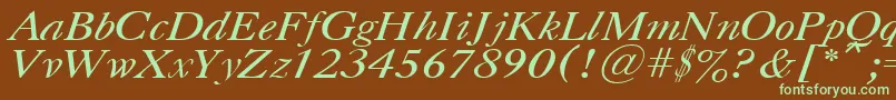 CasloncttItalic-fontti – vihreät fontit ruskealla taustalla