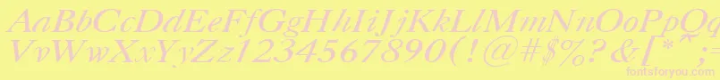 CasloncttItalic-fontti – vaaleanpunaiset fontit keltaisella taustalla