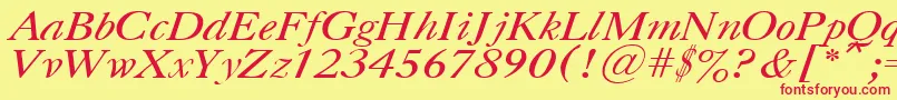 Czcionka CasloncttItalic – czerwone czcionki na żółtym tle