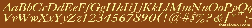 CasloncttItalic-Schriftart – Gelbe Schriften auf braunem Hintergrund