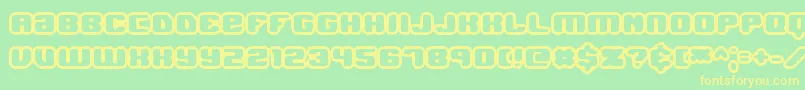 JawbreakerOl1Brk-fontti – keltaiset fontit vihreällä taustalla