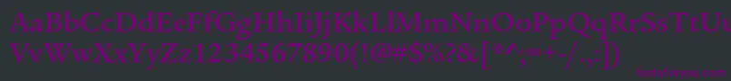 フォントLegacyserifstdMedium – 黒い背景に紫のフォント