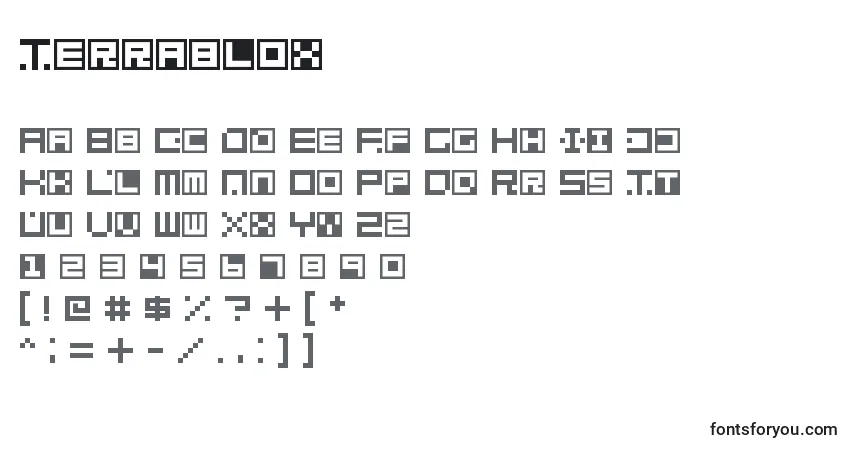 Terrablox-fontti – aakkoset, numerot, erikoismerkit