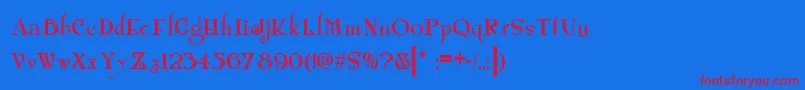 Shangri-Schriftart – Rote Schriften auf blauem Hintergrund