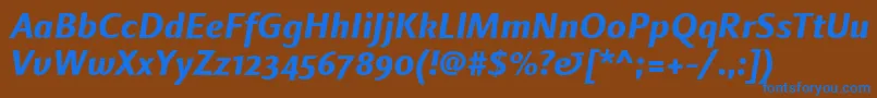 フォントLinotypefinneganosfExtrabolditalic – 茶色の背景に青い文字