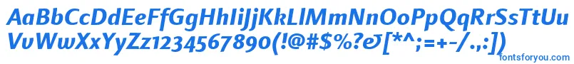 フォントLinotypefinneganosfExtrabolditalic – 白い背景に青い文字