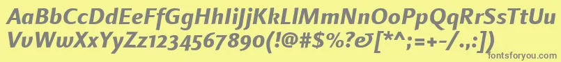 フォントLinotypefinneganosfExtrabolditalic – 黄色の背景に灰色の文字