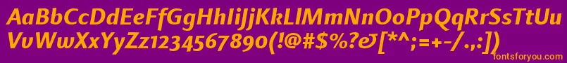 LinotypefinneganosfExtrabolditalic Font – Orange Fonts on Purple Background