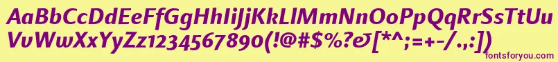 LinotypefinneganosfExtrabolditalic Font – Purple Fonts on Yellow Background