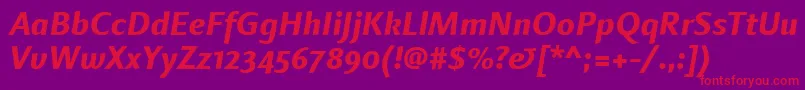 LinotypefinneganosfExtrabolditalic Font – Red Fonts on Purple Background