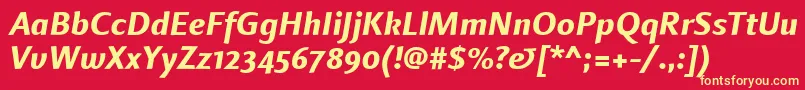 LinotypefinneganosfExtrabolditalic Font – Yellow Fonts on Red Background