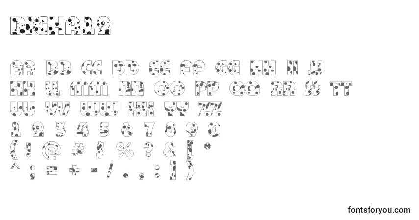 Шрифт Bigha12 – алфавит, цифры, специальные символы