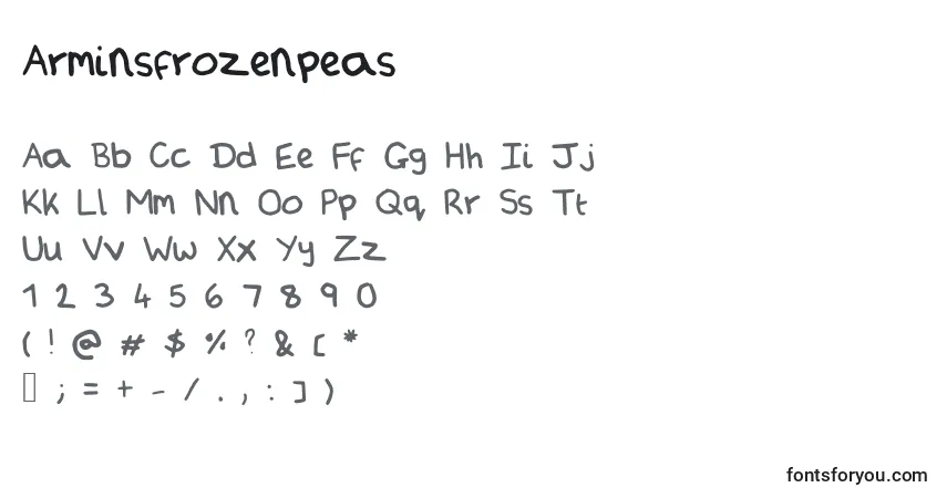 Schriftart Arminsfrozenpeas – Alphabet, Zahlen, spezielle Symbole