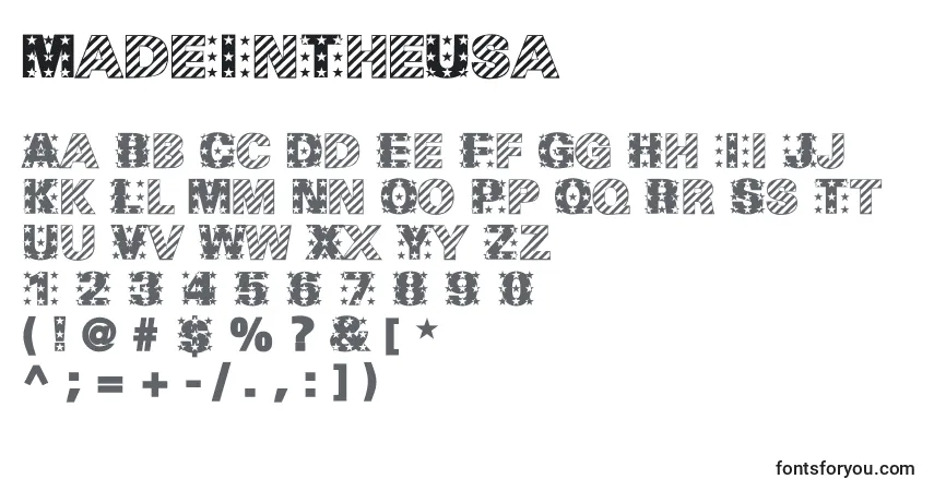 Schriftart MadeInTheUsa – Alphabet, Zahlen, spezielle Symbole