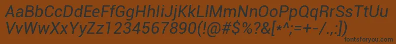 フォントRobotoItalic – 黒い文字が茶色の背景にあります