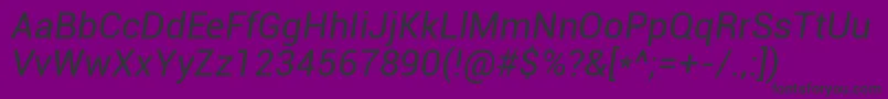Fonte RobotoItalic – fontes pretas em um fundo violeta