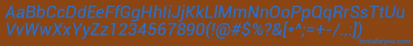 RobotoItalic Font – Blue Fonts on Brown Background