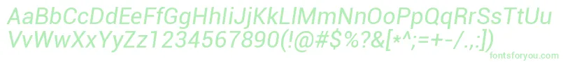 RobotoItalic Font – Green Fonts on White Background