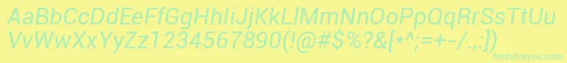 Czcionka RobotoItalic – zielone czcionki na żółtym tle