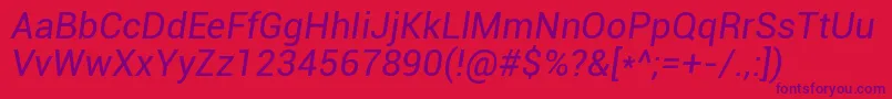 RobotoItalic Font – Purple Fonts on Red Background