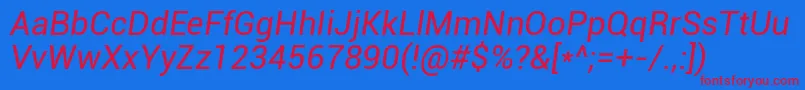 RobotoItalic Font – Red Fonts on Blue Background