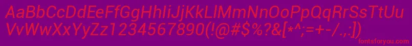 RobotoItalic Font – Red Fonts on Purple Background