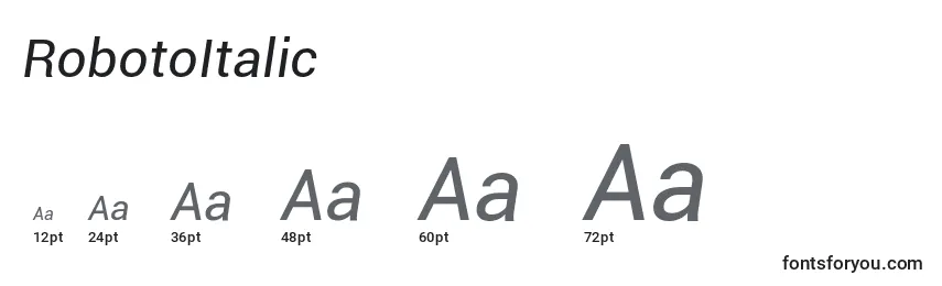 RobotoItalic Font Sizes