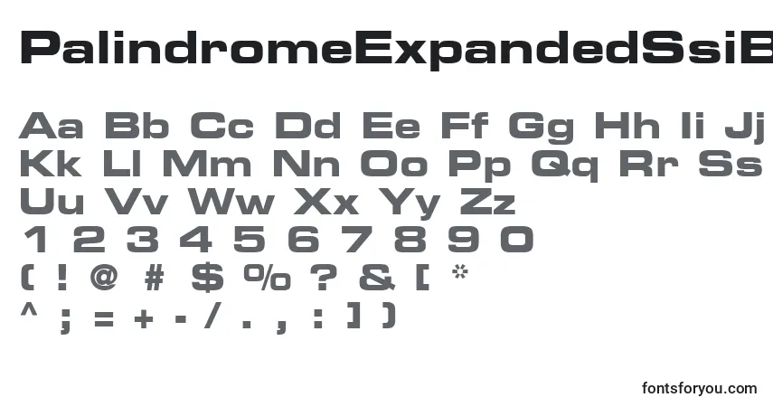 A fonte PalindromeExpandedSsiBoldExpanded – alfabeto, números, caracteres especiais