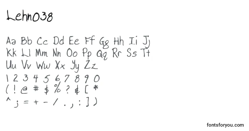 Czcionka Lehn038 – alfabet, cyfry, specjalne znaki