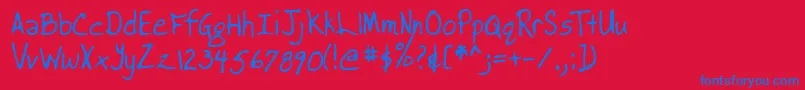 Lehn038 Font – Blue Fonts on Red Background