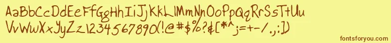 Lehn038 Font – Brown Fonts on Yellow Background